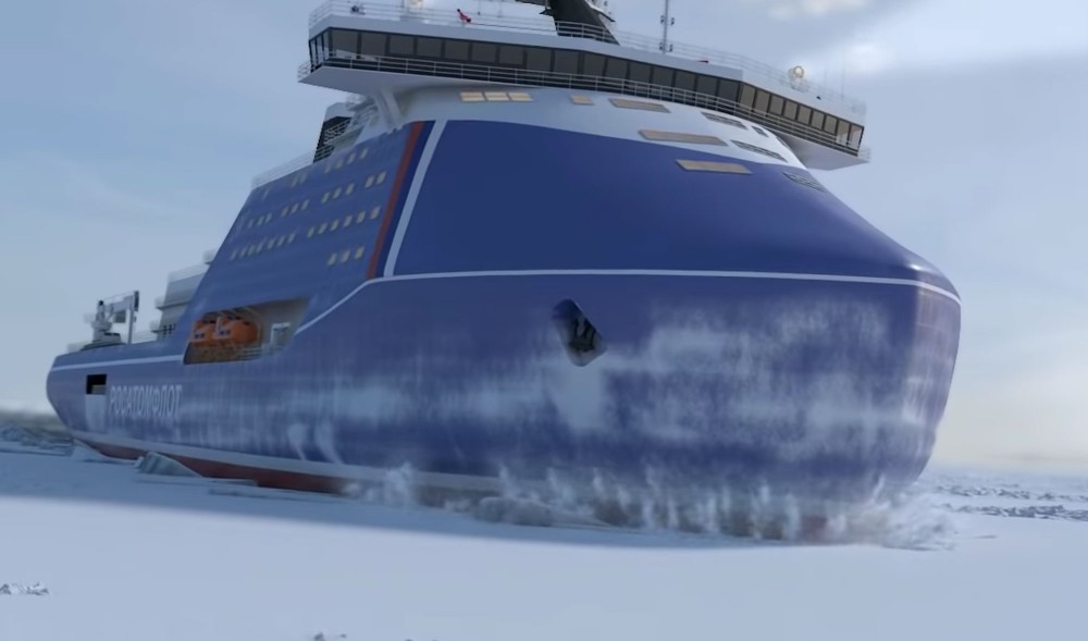 Russia New Super Icebreaker Reaches North Pole During Ice Trials